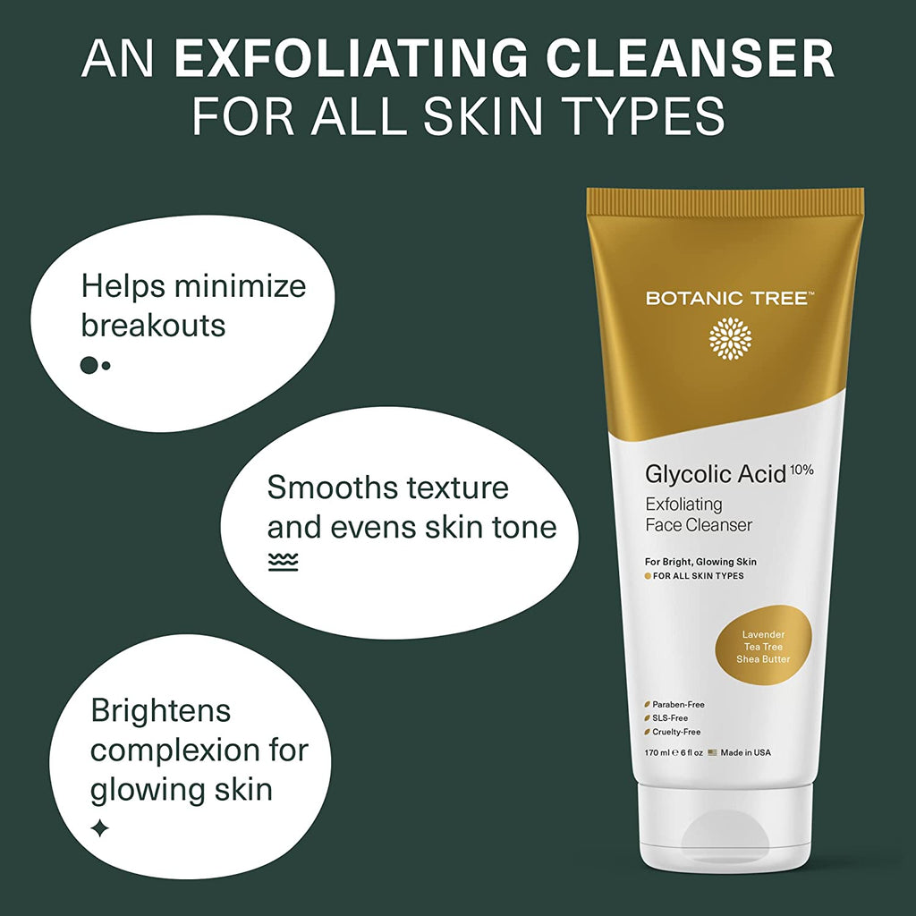 Glycolic Acid Facial Cleanser and Scrub - 10% AHA and Salicylic Acid - 6 Fl. Oz