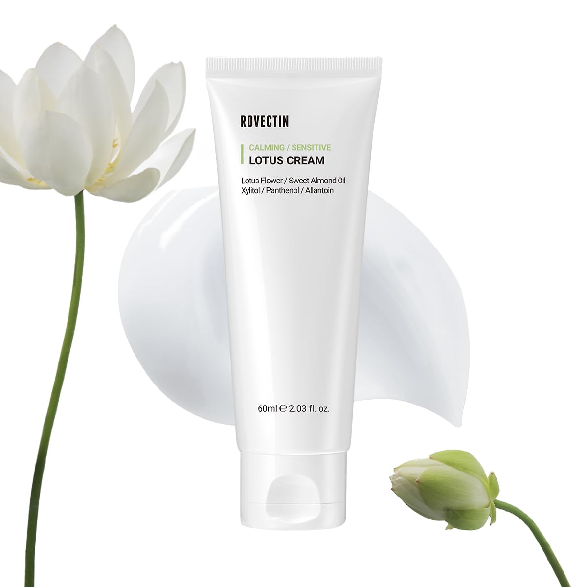 Calming Lotus Cream - Lightweight Hydrating and Soothing Moisturizer for Sensitive Skin with 75% Lotus Water Extract and Niacinamide for Anti-Aging - Vegan Korean Skincare (2.03 Fl Oz)