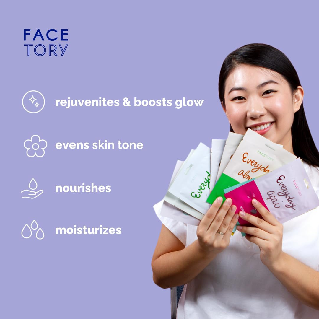 Everyday 8 Korean Face Mask Variety Pack, Hydrate & Brighten