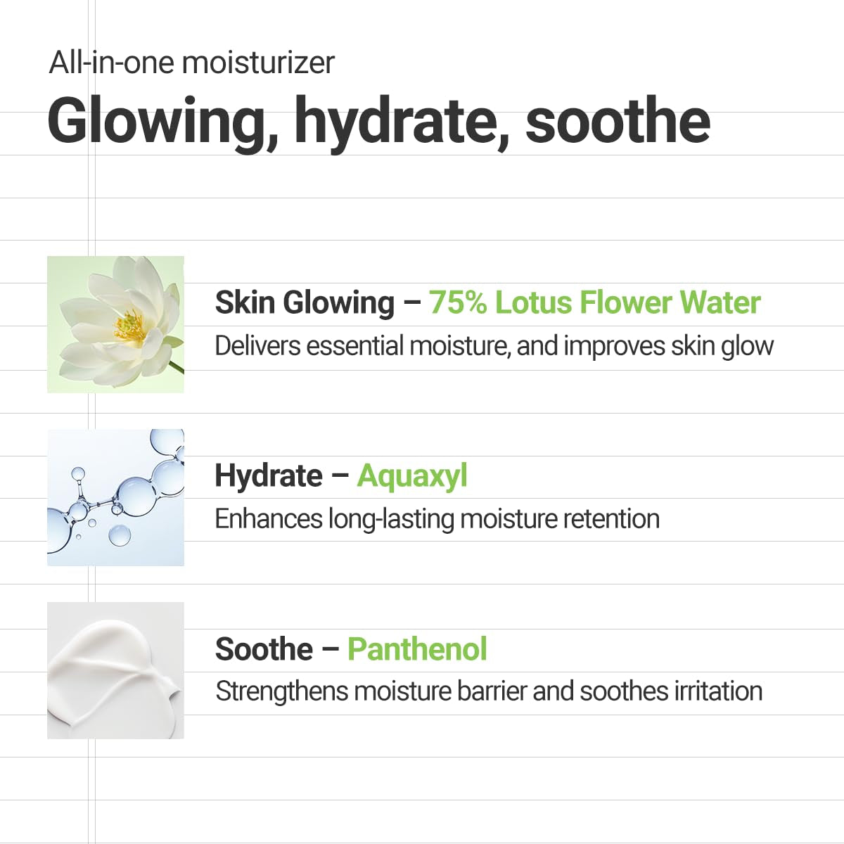 Calming Lotus Cream - Lightweight Hydrating and Soothing Moisturizer for Sensitive Skin with 75% Lotus Water Extract and Niacinamide for Anti-Aging - Vegan Korean Skincare (2.03 Fl Oz)