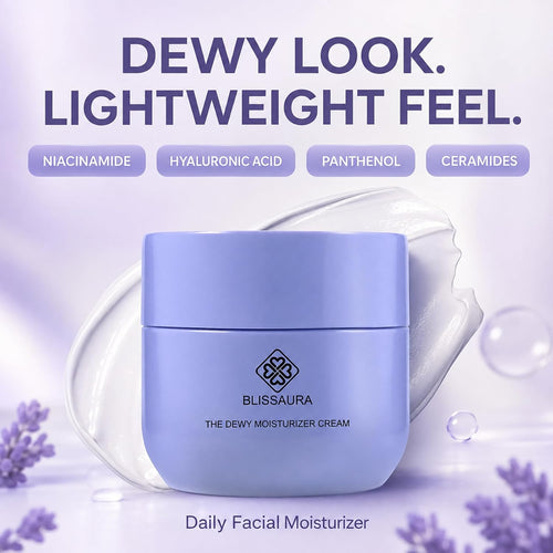 Dewy Skin Cream - Deep Hydrating Facial Moisturizer with Hyaluronic Acid for Dry and Sensitive Skin - Lightweight Formula Ideal for Makeup Primer and Achieving a Glass Skin Finish