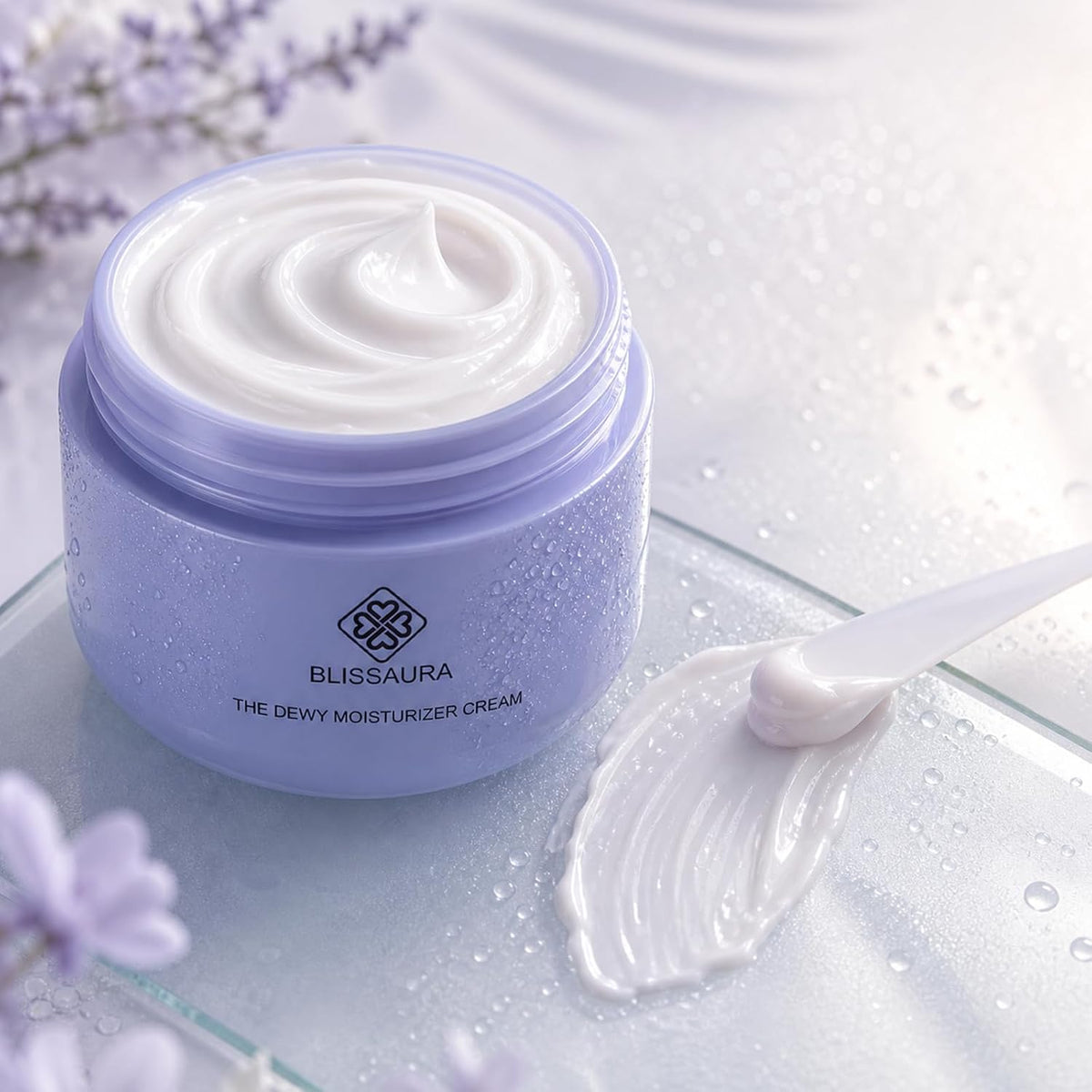 Dewy Skin Cream - Deep Hydrating Facial Moisturizer with Hyaluronic Acid for Dry and Sensitive Skin - Lightweight Formula Ideal for Makeup Primer and Achieving a Glass Skin Finish