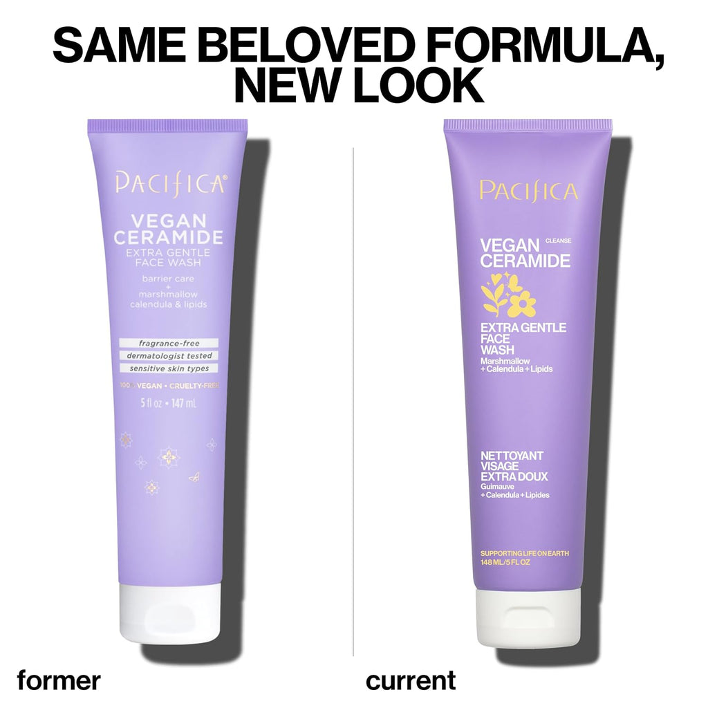 Gentle Facial Cleanser for Sensitive Skin - Vegan, Fragrance-Free, Ceramide Barrier Repair, Dermatologist Tested, Clean Beauty, and Cruelty-Free