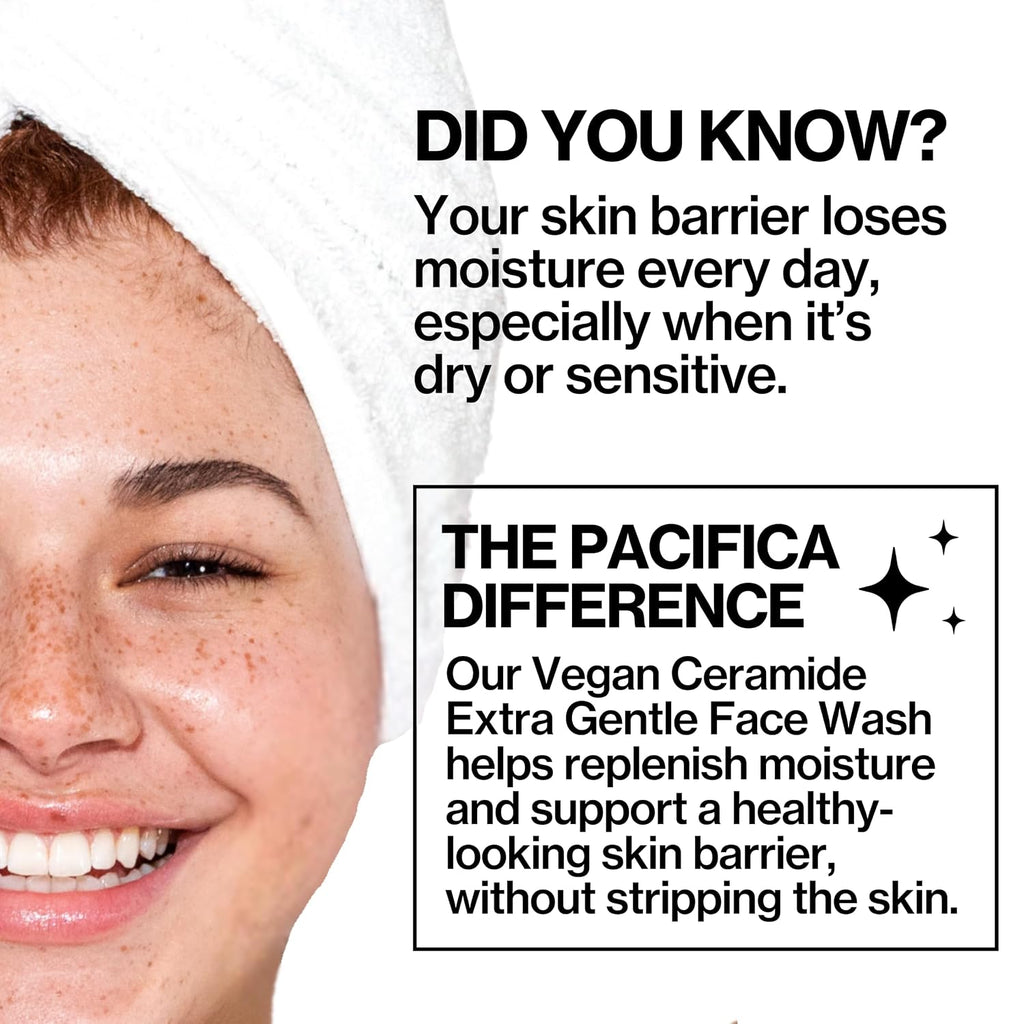 Gentle Facial Cleanser for Sensitive Skin - Vegan, Fragrance-Free, Ceramide Barrier Repair, Dermatologist Tested, Clean Beauty, and Cruelty-Free