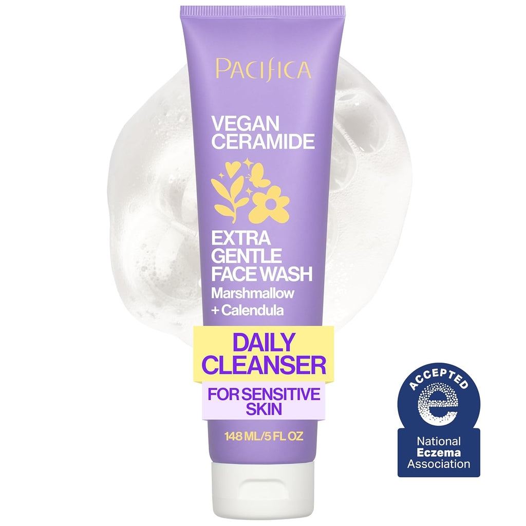 Gentle Facial Cleanser for Sensitive Skin - Vegan, Fragrance-Free, Ceramide Barrier Repair, Dermatologist Tested, Clean Beauty, and Cruelty-Free