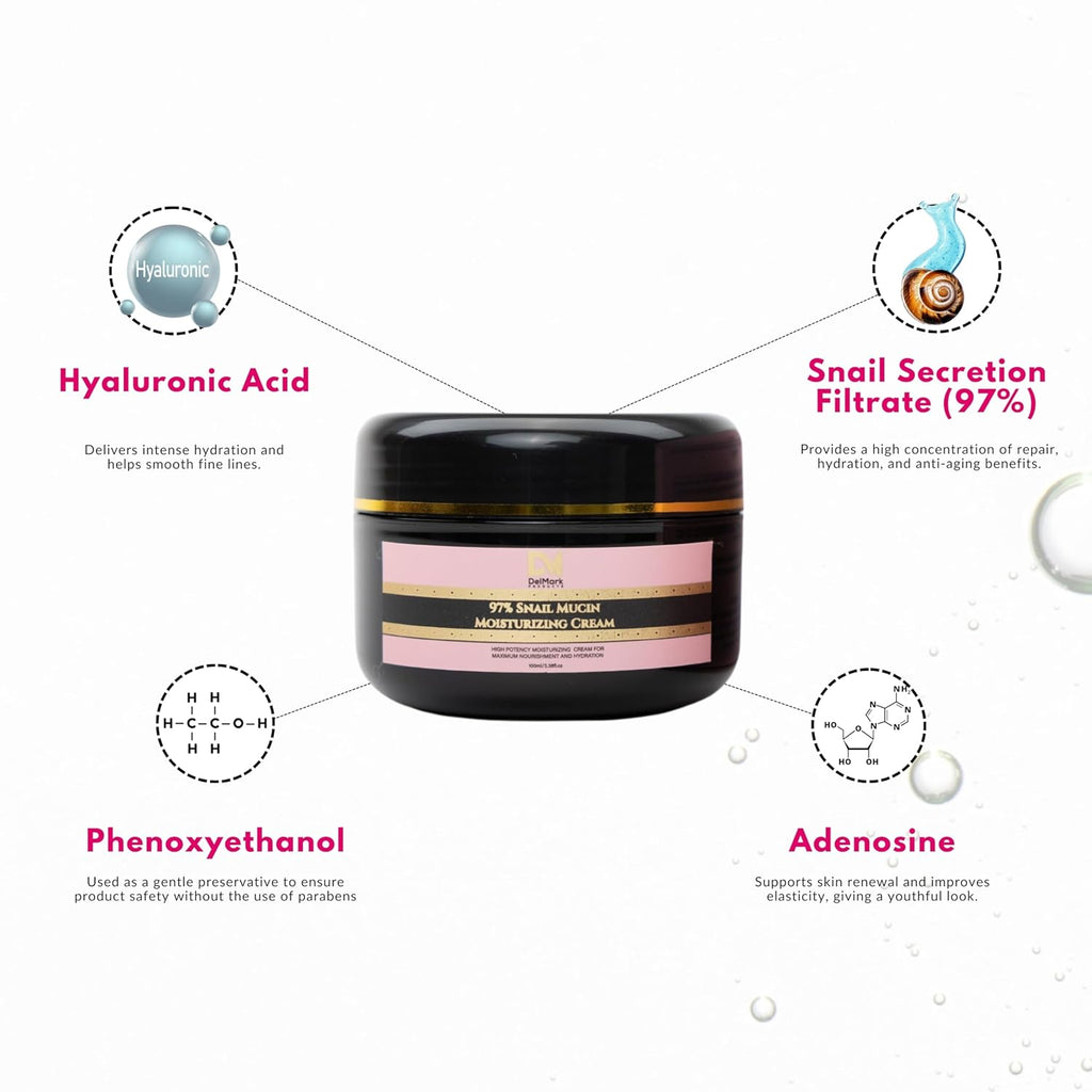 Snail Mucin 97% Daily Face Moisturizer Cream 100ML - Hydrating, Repairing, and Illuminating Korean Formula for Smooth, Healthy Skin