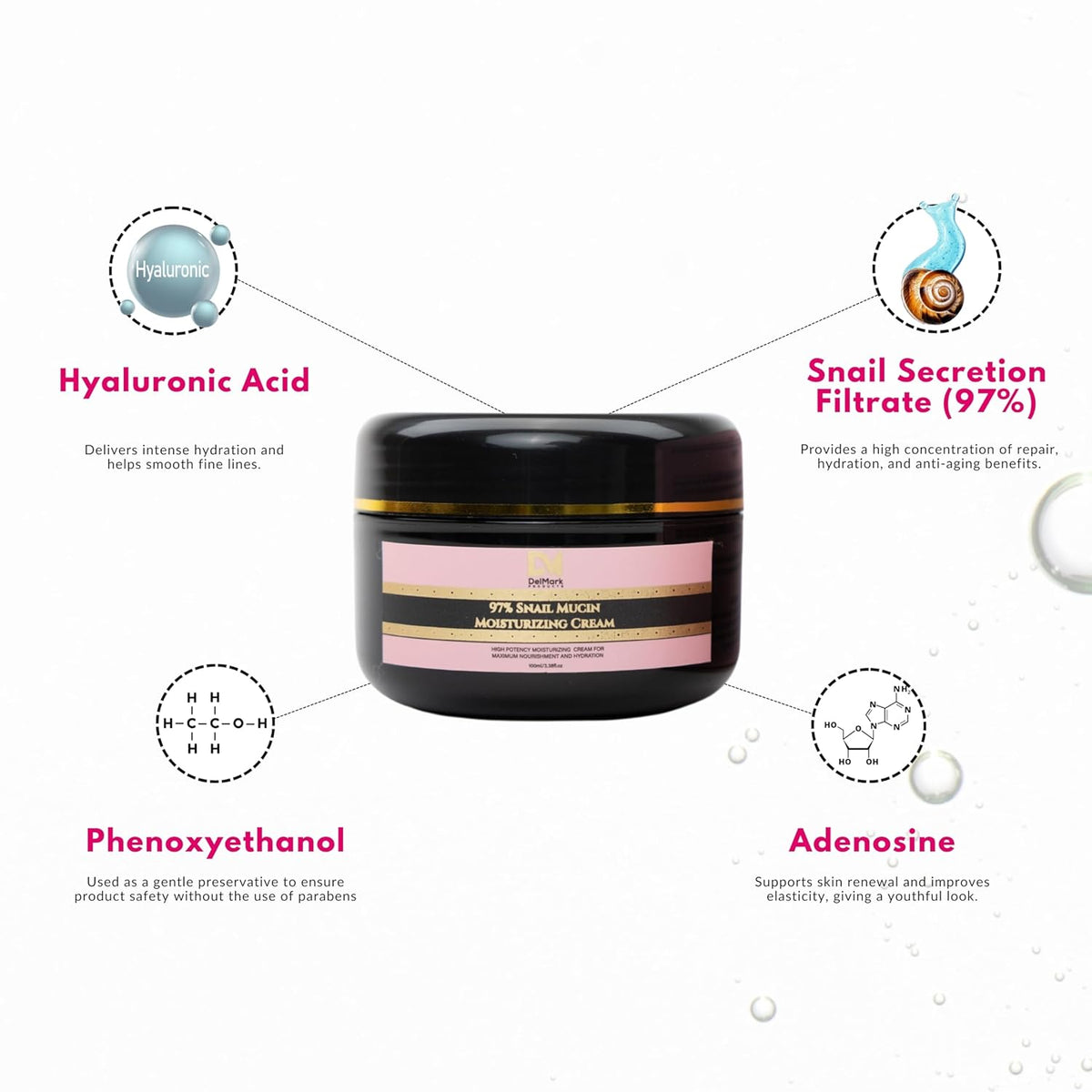 Snail Mucin 97% Daily Face Moisturizer Cream 100ML - Hydrating, Repairing, and Illuminating Korean Formula for Smooth, Healthy Skin